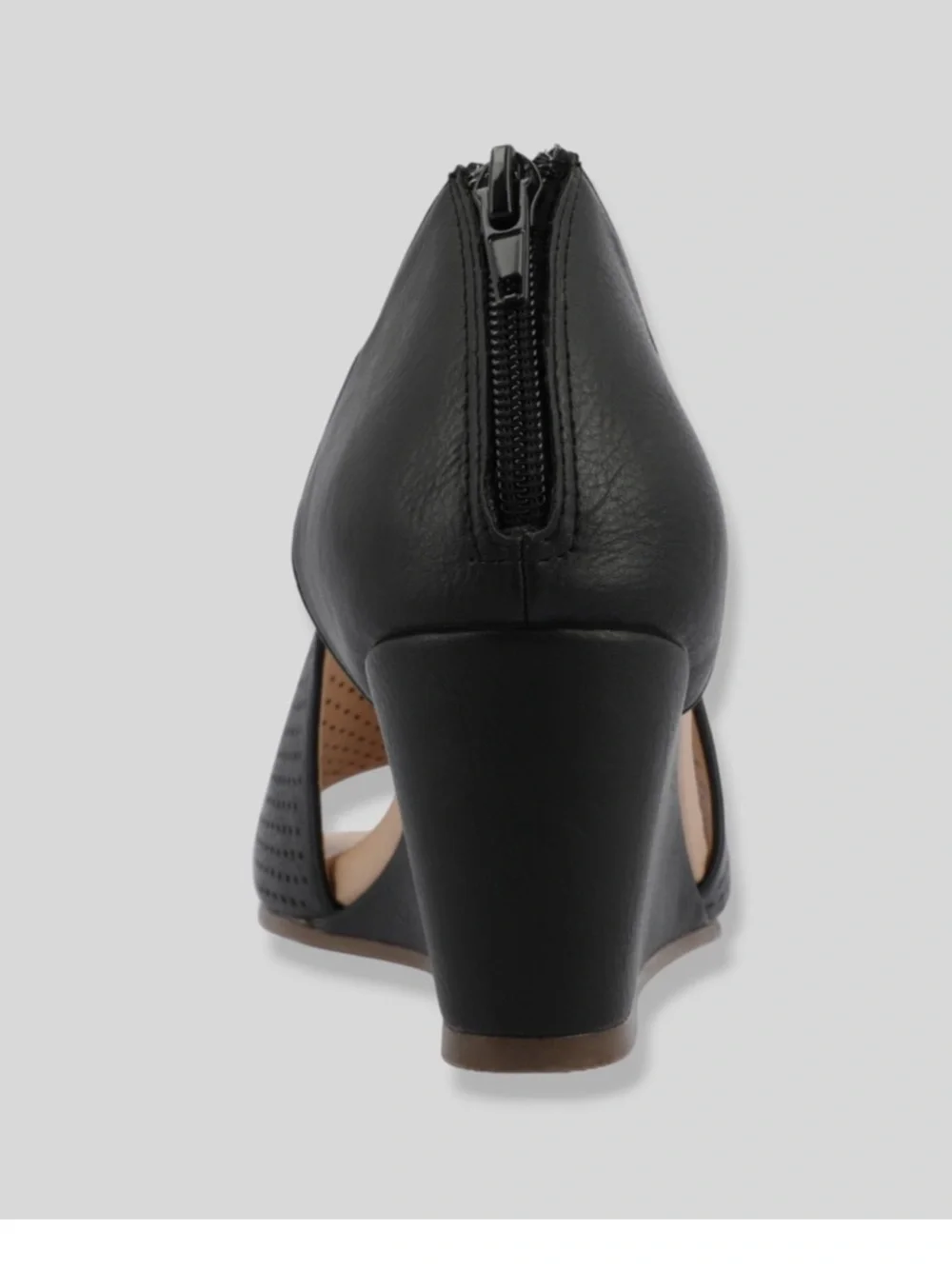 Journee Collection Women's Aretha Perforated Peep Toe Wedge Sandals
